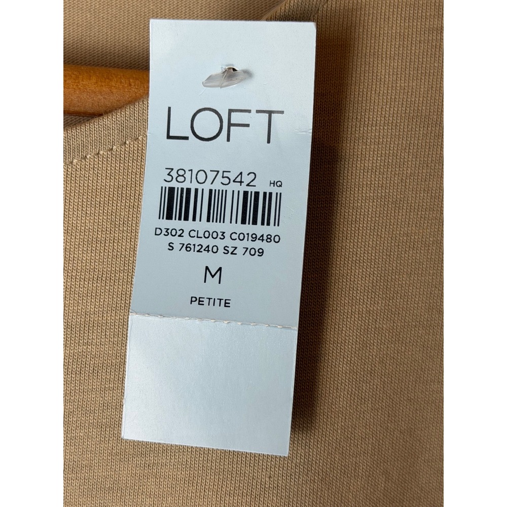 LOFT Knit Tee Women Medium Petite Tan Brown NWT Cap Sleeve Crew Neck Top Preppy - Picture 7 of 9